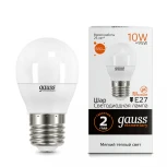 Лампочка светодиодная E27 10 Вт 880 lm 3000K теплое желтое свечение Gauss Elementary 53210