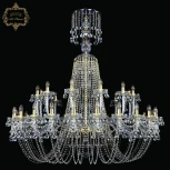 Подвесная большая люстра с хрустальными подвесками Art Classic 11.26 11.26.24+12.530.XL-148.Gd.B (220V, на цепи, подсвечник, свеча)