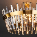 Потолочная люстра Wi-Fi на штанге Eurosvet Steccato 10111/8 золотая бронза/прозрачный хрусталь Strotskis (220V, управление смартфоном, голосовое управление, умный дом - Minimir Home, Алиса, Маруся, Салют, круглые)