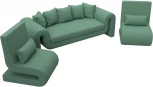 Набор Волна-1 (диван, 2 кресла) (Зеленый/Рогожка) Лига Диванов арт.125325