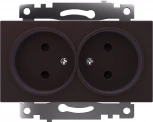 Розетка двойная без заземления со шторками (коричневый) Stekker Катрин 49026