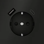 Розетка с заземлением, шторками и USB Type A+С (черный матовый) Voltum S70 VLS040508