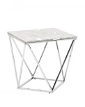 Журнальный столик Stool Group Авалон 61*61 серый мрамор сталь серебро УТ000036333