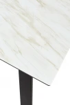 Стол Морис 140 БЕЖЕВЫЙ МРАМОР, стекло/ ЧЕРНЫЙ