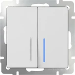 Выключатель двухклавишный проходной с подсветкой (белый) Werkel W1122101 (a051112)