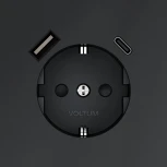 Розетка с заземлением, шторками и USB Type A+С (графит) Voltum S70 VLS040507