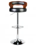 Стул барный DOBRIN FRED (коричневое дерево, чёрный) 1018-LMZ FRED, цвет сиденья черный, каркаса коричневое основания хром