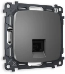 Комплект механизма Ambrella Volt телефонной розетки OMEGA MO662030 Антрацит серый RJ-11(4P4C) с защитной шторкой QUANT