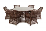Обеденная группа плетеная, цвет коричневый 4SIS Эспрессо-150 L ECL6T-7-SET brown