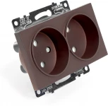 Розетка двойная без заземления со шторками (коричневый) Stekker Катрин 49026
