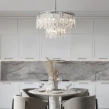 Подвесная люстра Wi-Fi хрустальная Eurosvet Blitz 60160 хром/ прозрачный хрусталь Strotskis хром (220V, управление смартфоном, голосовое управление, умный дом - Minimir Home, Алиса, Маруся, Салют, на цепи)