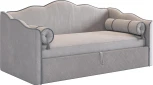 Кровать с подъемным механизмом Лея (Софа) 90х200 см Mebelson (ДСП,ЛДСП,Велюр/Серый,Графит) арт.KM.S-18.2350