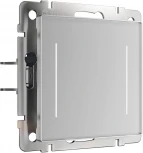 Сенсорный выключатель двухклавишный с подсветкой (серебряный) Werkel W4522006 (a063600)