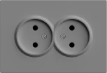 Розетка двойная без заземления со шторками (серый) Stekker Эмили 49955