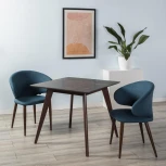 Стол R-Home Лунд 960*960 мрамор Графит Темный орех