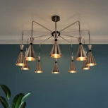 Умная потолочная люстра Wi-Fi на штанге Bogate's Glustin 316/10 латунь / черный (220V, управление смартфоном, голосовое управление, умный дом - Minimir Home, Алиса, Маруся, Салют)