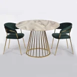 Стол Bradex Home Liverpool диам.100см, керамогранит белый мрамор с золотистыми ножками (FR 0947)