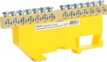 Шина заземления на изоляторе на DIN-рейку 14 выводов (желтый) Stekker 49549