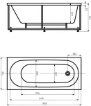 Акриловая ванна Акватек Оберон 160 слив справа
