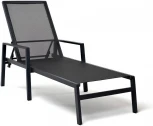 "Парма" шезлонг из алюминия темно-серый (RAL7024) муар, ткань текстилен серая 4SIS арт.УТ-00007159