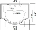 Раковина Kerasan Retro 103001D 62 см, встраиваемая, 3 отв.