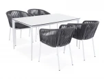 Обеденная группа на 4 персоны со стульями Бордо, каркас белый, роуп серый 4SIS Малага MAL-CB4T1-5-SET Gray