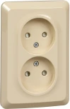 Розетка встраиваемая двойная без заземления со шторками (кремовый) Systeme Electric Etude PC16-106K