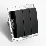 Выключатель трехклавишный (черный) Stekker Катрин 49172