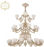 Подвесная большая люстра Art Classic 31.21 31.2111P.15+10+5.420.3d.GW.P1.U.Angel (220V, на цепи)