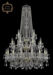 Подвесная большая люстра Art Classic 11.25 11.25.16+8+4.300.3d.h-128.Gd.Sp (220V, хрусталь, на цепи, подсвечник, свеча)