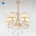 Подвесная люстра Eurosvet Amelia 10054/5 белый с золотом (220V, хрусталь Strotskis, на цепи)