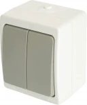 Выключатель двухклавишный (белый,серый) Stekker Велена 49733