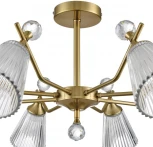 Потолочная люстра на штанге Lumion Aurica 8046/8C латунь/прозрачное стекло Е14 8*40W 220V