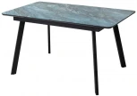 Стол АРУБА 140 АКВАМАРИН, стекло/ ЧЕРНЫЙ каркас