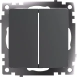 Выключатель двухклавишный (графит) Stekker Катрин 49411