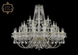 Подвесная большая люстра Art Classic 11.21 11.21.20+10+5.400.Gd.Sp (220V, хрусталь, на цепи, подсвечник, свеча)