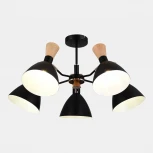 Потолочная люстра на штанге Evoluce SLE1256 SLE1256-402-05 Черный/Черный, Светлое дерево, Золотистый E14 5*40W (220V)