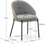 Обеденный стул La Forma (ex Julia Grup) Eamy (Серый/ Шпон,Ясень,Сталь)