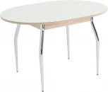 Стол Ривьера СВ D90, Стекло, Дуб выбеленный/Молочный, 5, Аврора