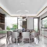 Подвесная люстра светодиодная с пультом ДУ, моб. приложением 280W, белый, LED Natali Kovaltseva INNOVATION STYLE 83148 (регулировка яркости, 220V, на проводе)