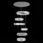 Подвесная люстра ярусная каскадная большая Citilux Чезаре CL338661 (регулировка яркости, LED, 220V, хрусталь, на проводе, кольцо)