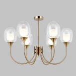 Потолочная люстра Wi-Fi большая на штанге Eurosvet Spritz 70217/6 латунь (220V, управление смартфоном, голосовое управление, умный дом - Minimir Home, Алиса, Маруся, Салют)