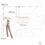 Потолочная люстра на штанге светодиодная с гибким неоном Loft It Thread 10388P/A Brass (220V)