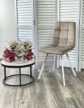 Стул CHILLI SQUARE G108-10 светлый кварц, велюр/ белый каркас M-City 629M04903
