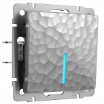 Выключатель одноклавишный проходной с подсветкой (hammer серебряный) Werkel W1212106 (a052080)