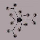 Потолочная люстра на штанге Lumion Madonna 6555/12C черный/дымчатый/металл/стекло E14 12*40W 220V