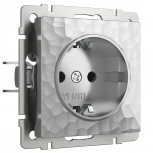 Розетка с заземлением и шторками (hammer серебряный) Werkel W1271106 (a052076)