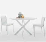 Обеденный стол M-City BARONE (01.92) G093 хром/С150 э-бел. гл. стекло, L021алюм.вставка