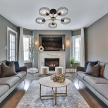 Потолочная люстра на штанге Escada Banjo 679/5P Black 5х60Вт Е27, металл/хрусталь, черный/дерево (220V, круглые)