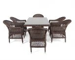 Обеденная группа из искусственного ротанга на 6 персоны, цвет коричневый 4SIS Амароне AmC6T-7-SET brown